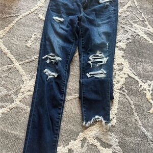 Distressed Blue Jeans
